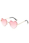 HCHES Lunettes de Soleil sans Cadre Street Snap Lunettes de Soleil en Forme de Coeur Lunettes de Soleil Femme Amour Femmes,C2