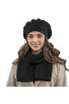 VIVISENCE Béret+Écharpe Classique Et Élégant Idéal pour Hiver 7006Kmpl, Noir,UNI