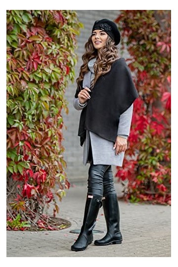 VIVISENCE Béret+Écharpe Classique Et Élégant Idéal pour Hiver 7006Kmpl, Noir,UNI