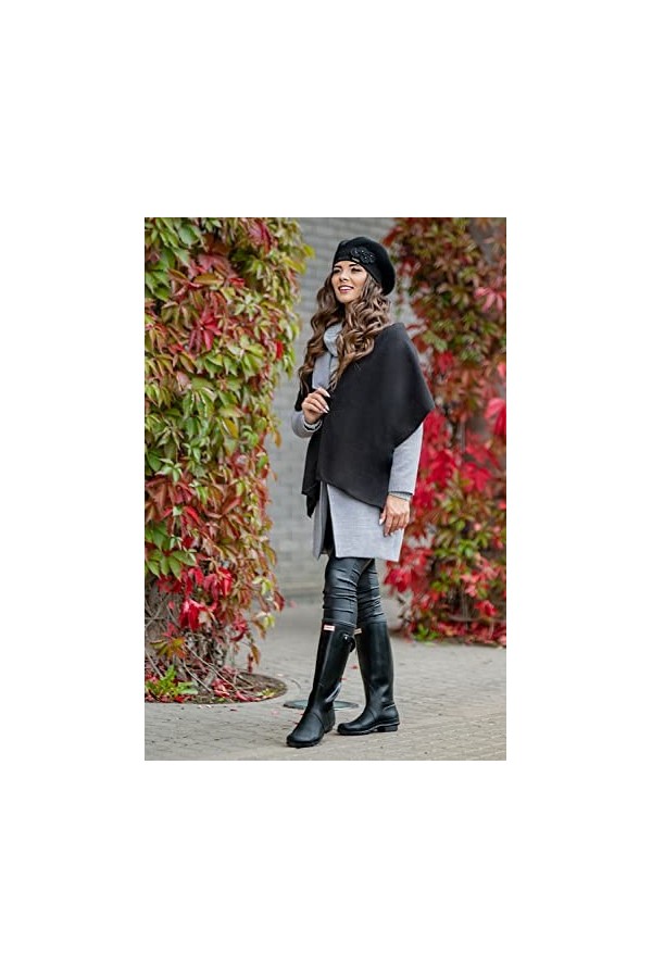 VIVISENCE Béret+Écharpe Classique Et Élégant Idéal pour Hiver 7006Kmpl, Noir,UNI