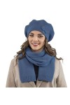 VIVISENCE Béret+Écharpe Classique Et Élégant Idéal pour Hiver 7006Kmpl, Gris Foncé,UNI