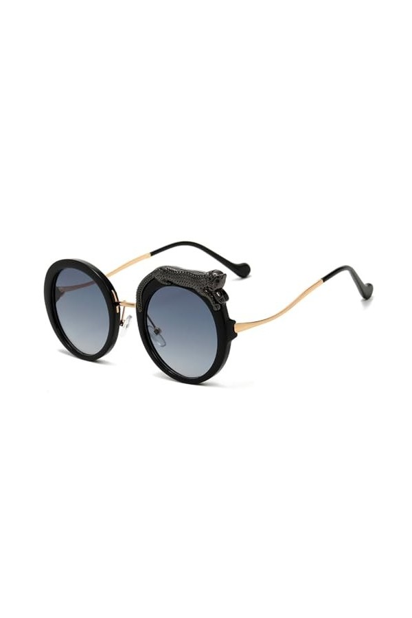 HPIRME Lunettes de Soleil Rondes en Cristal pour Femmes Lunettes de Diamant Lunettes Nuances des Lunettes de Soleil UV400, No