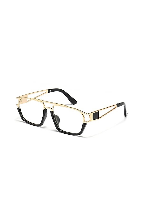 HPIRME Lunettes de soleil carrées rétro pour femmes, nuances dégradées UV400, lunettes de soleil pour hommes, noir clair, tai