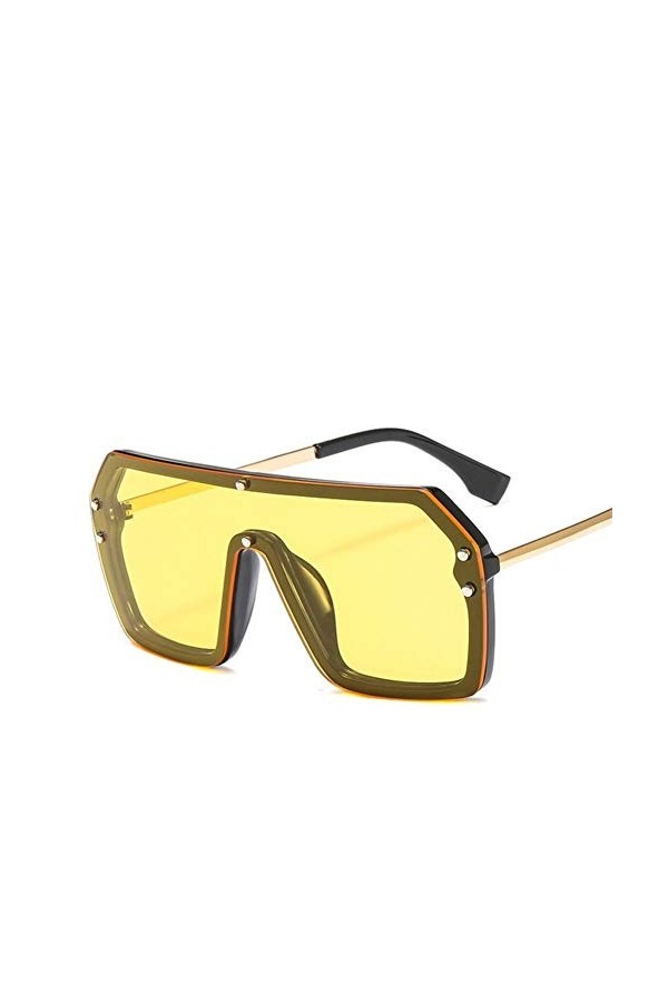 ANICHE Lunettes de Soleil pour Femmes, Metal Frame Vintage surdimensionné Lunettes de Soleil carrées Lunettes de Soleil Mode 