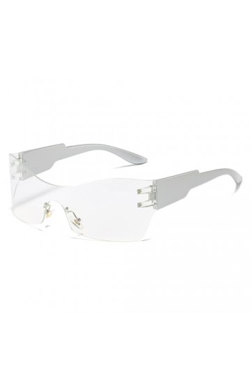 Lunettes de Soleil Oeil de Chat sans Monture Hommes Femmes Mode Surdimensionné Monobloc Miroir Nuances Lunettes Tendance Spor