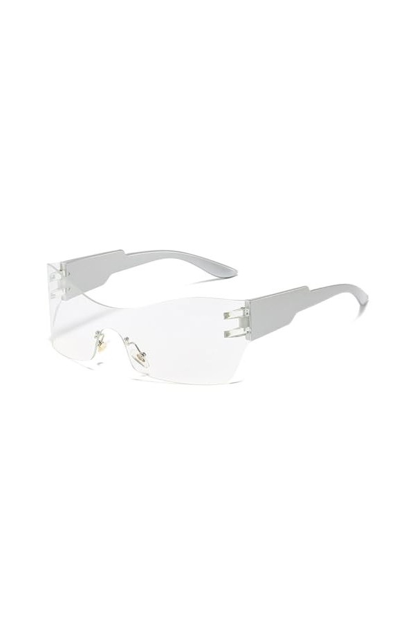 Lunettes de Soleil Oeil de Chat sans Monture Hommes Femmes Mode Surdimensionné Monobloc Miroir Nuances Lunettes Tendance Spor