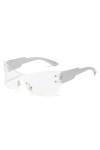 Lunettes de Soleil Oeil de Chat sans Monture Hommes Femmes Mode Surdimensionné Monobloc Miroir Nuances Lunettes Tendance Spor