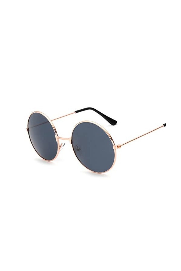 COTCLO Lunettes de soleil rétro rondes roses pour homme - Lunettes de soleil pour femme - En alliage miroir - Noir/gris doré