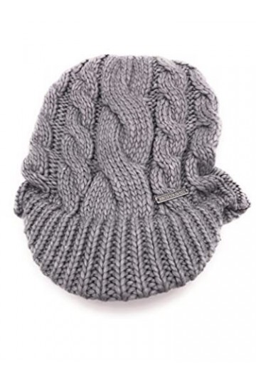 Michael Kors Womens Cableknit Newsboy Hat, Grey