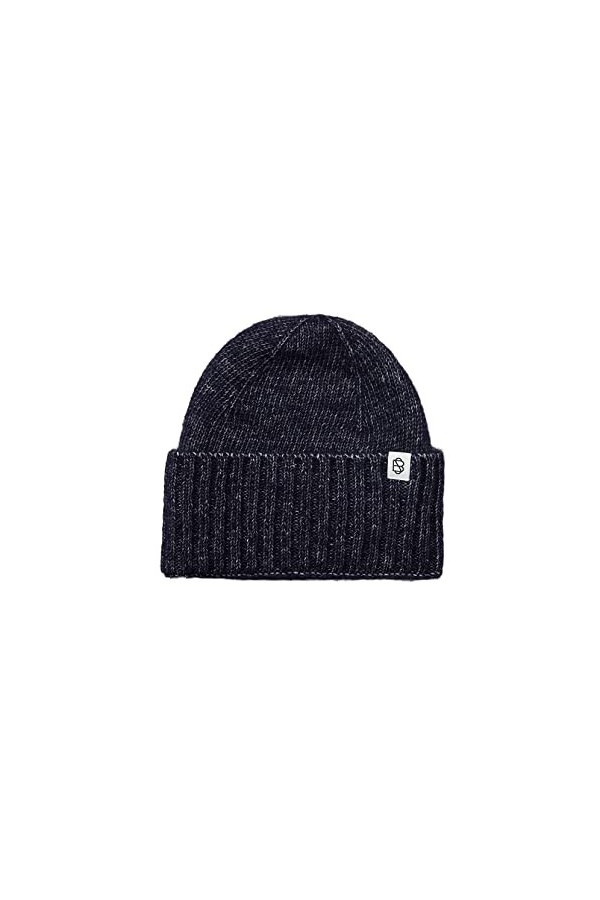 Becksöndergaard Lenny Beanie Bonnet en tricot côtelé pour femme avec revers - 51 % alpaga/49 % coton, Praline, taille unique