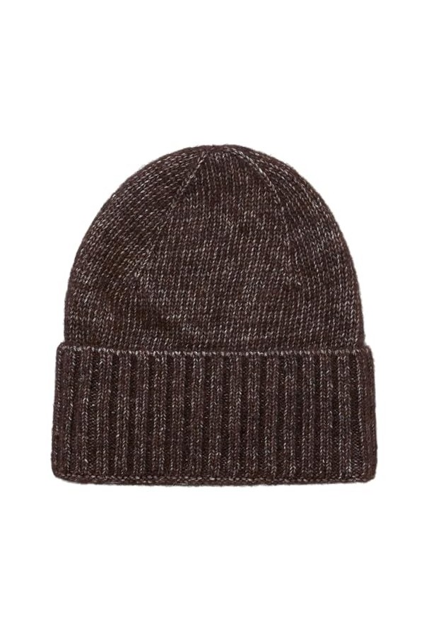 Becksöndergaard Lenny Beanie Bonnet en tricot côtelé pour femme avec revers - 51 % alpaga/49 % coton, Praline, taille unique