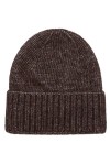 Becksöndergaard Lenny Beanie Bonnet en tricot côtelé pour femme avec revers - 51 % alpaga/49 % coton, Praline, taille unique