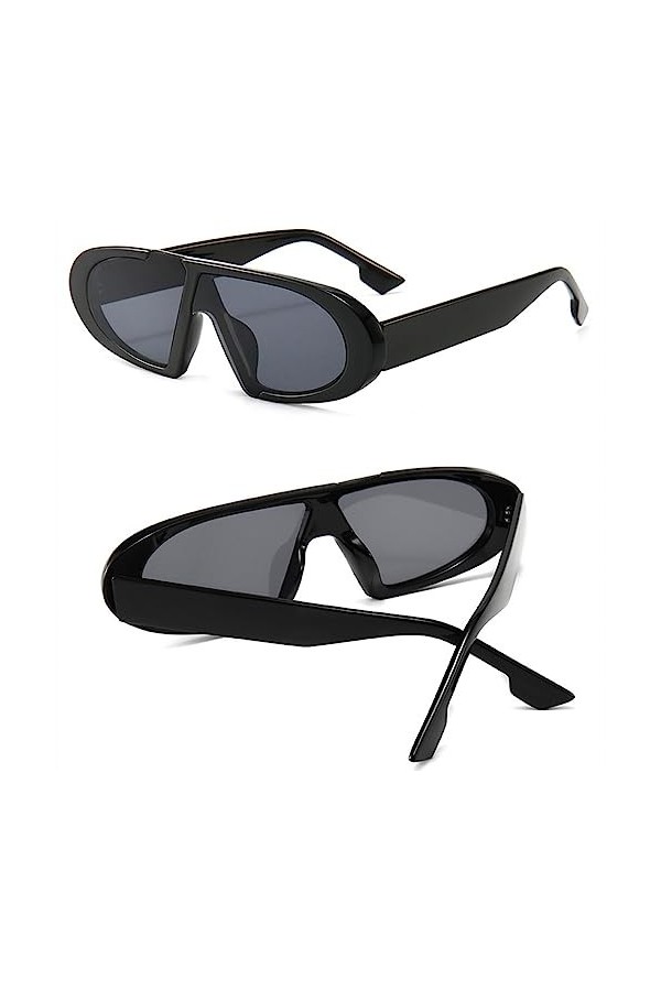 HPIRME Lunettes de soleil ovales pour femmes Retro Small Gradient Lunettes de soleil féminines Femmes Vert Jaune Vintage Lune