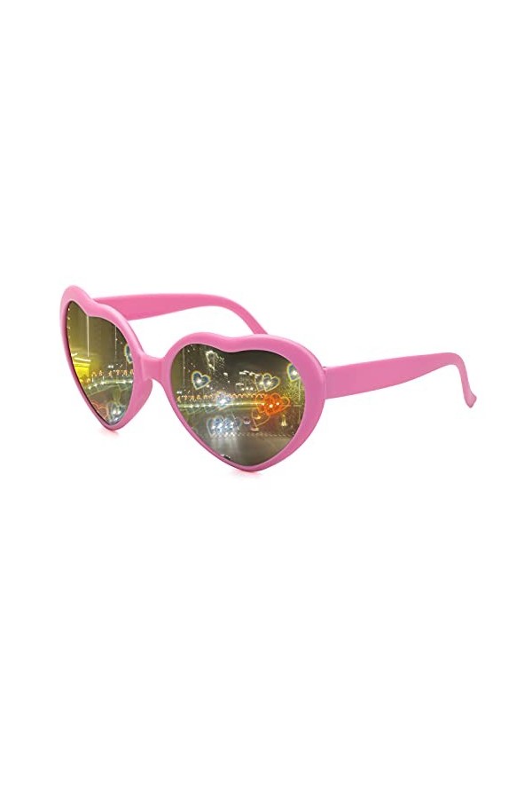 DOLLGER Lunettes de soleil en forme de cœur pour homme et femme - Protection UV400 rose 