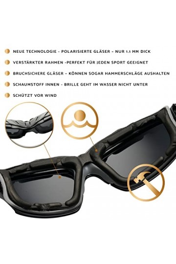 A-Vision Lunettes de soleil unisexe avec verres polarisés I Idéal pour la pêche, lescalade, le ski et le sport I Protection 