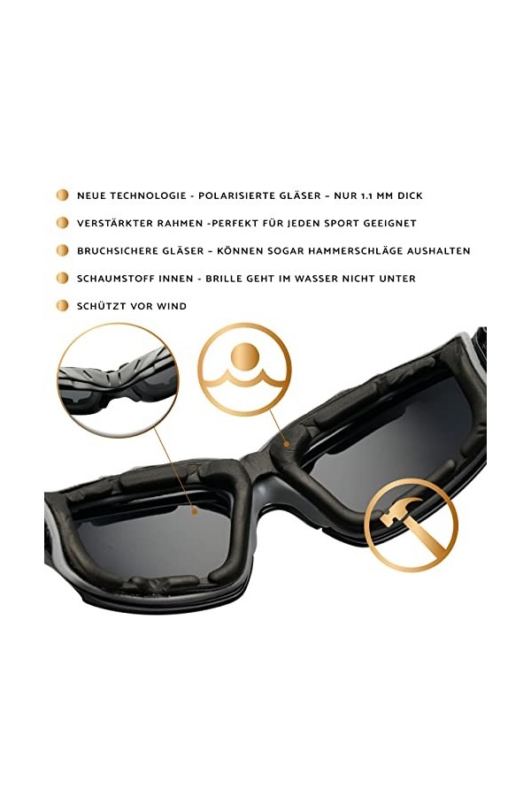A-Vision Lunettes de soleil unisexe avec verres polarisés I Idéal pour la pêche, lescalade, le ski et le sport I Protection 