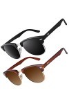 CGID Lunettes de Soleil Homme Femme Polarisées UV400 Classique Rétro Demi Monture Lunettes