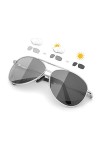TJUTR Lunettes de soleil photochromiques polarisées pour homme et femme, Noir pistolet.