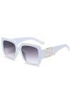 HPIRME Lunettes de soleil carrées pour femmes hommes Big Frame Lunettes de soleil Retro Ladies Male Eyewear, Blanc, taille un