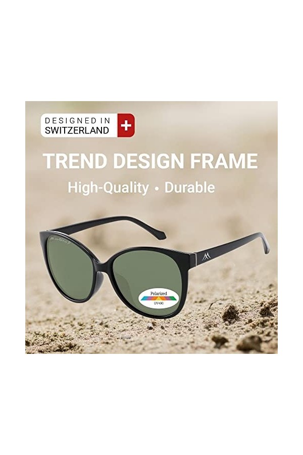 sport2people Lunettes de soleil polarisées pour homme et femme Protection UV 400, Noir , Taille unique