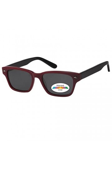 sport2people Lunettes de soleil polarisées pour homme et femme Protection UV 400, Noir bourgogne - fumé - Ap130c