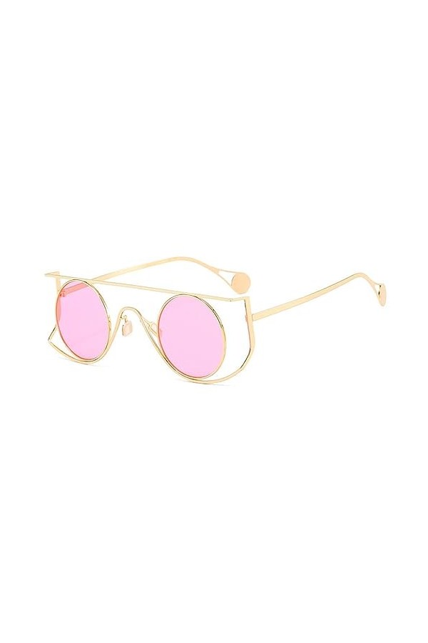 HPIRME Lunettes de soleil rondes vintage hommes petit cadre alliage lunettes de soleil femme UV400 conduite nuances lunettes