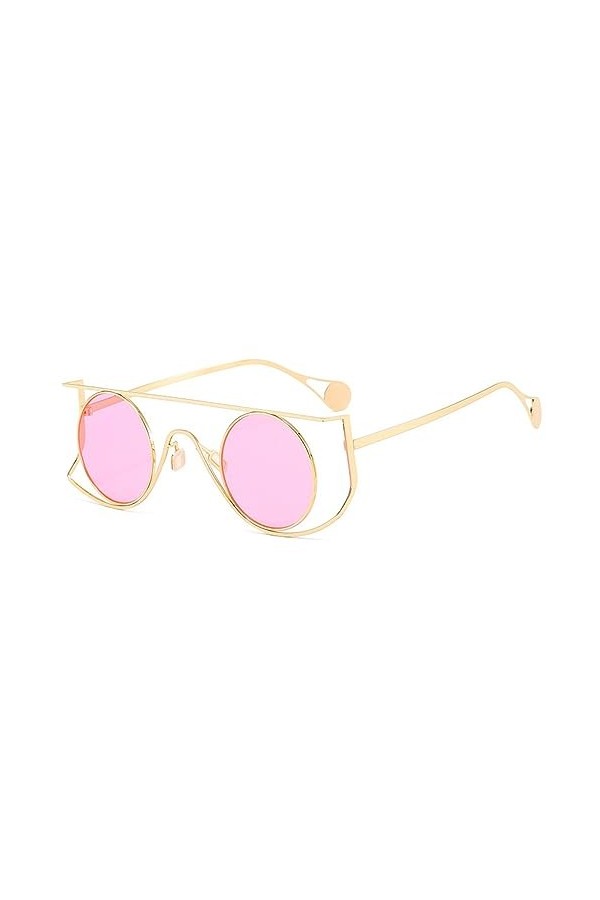 HPIRME Lunettes de soleil rondes vintage hommes petit cadre alliage lunettes de soleil femme UV400 conduite nuances lunettes 