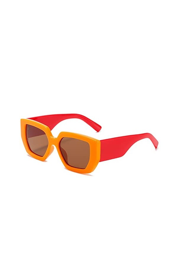 Lunettes de Soleil Femme Lunettes de soleil tendance personnalisées Round Face Street Sunglasses Classique Couleur : Orange,
