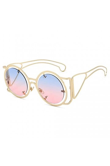 HPIRME Lunettes de soleil rondes Steampunk pour femmes Lunettes de soleil à monture métallique Punk Lunettes de soleil UV400,