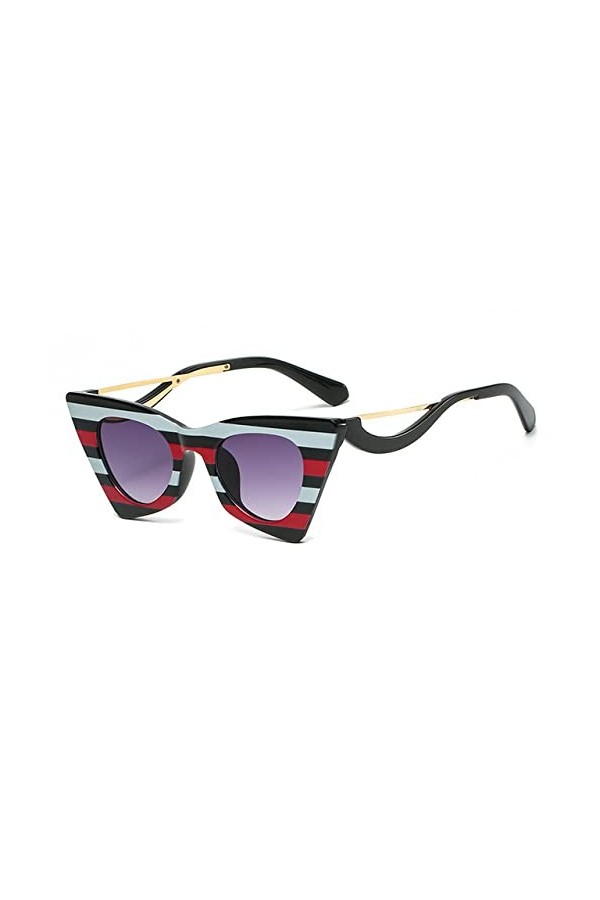 HPIRME Lunettes de soleil yeux de chat à rayures pour femmes Lunettes de soleil punk pour femmes Lunettes colorées UV400, Bla