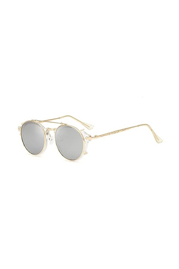 WANGOLK Lunettes de soleil gothiques classiques Steampunk Lunettes de soleil Hommes Femmes Lunettes rondes vintage Mode Lunet