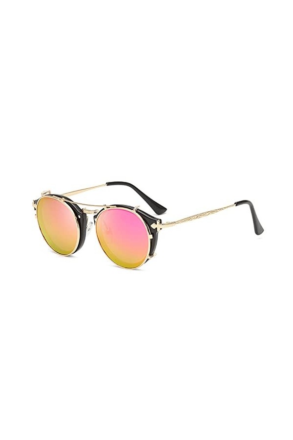 WANGOLK Lunettes de soleil gothiques classiques Steampunk Lunettes de soleil Hommes Femmes Lunettes rondes vintage Mode Lunet