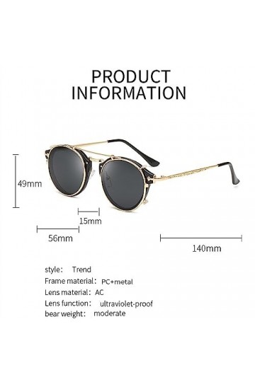 WANGOLK Classique Gothique Steampunk Lunettes de Soleil Lunettes de Soleil Hommes Femmes Vintage Lunettes Rondes Mode Conduit