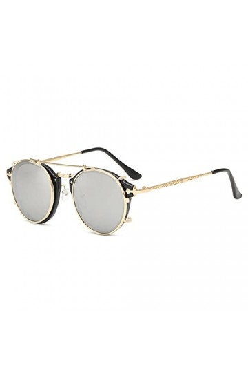 WANGOLK Lunettes de soleil gothiques classiques Steampunk Lunettes de soleil Hommes Femmes Lunettes rondes vintage Mode Lunet