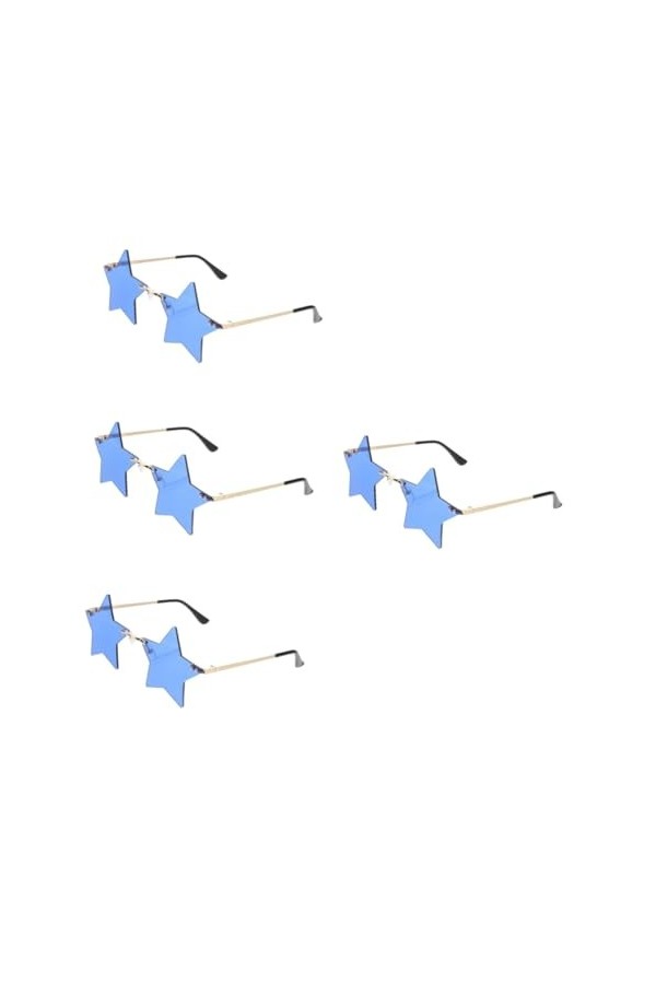 TENDYCOCO 4 Paires De Lunettes De Soleil De Fête Lunettes De Soleil Sans Monture En Forme DÉtoile Lunettes De Fête À La Mode