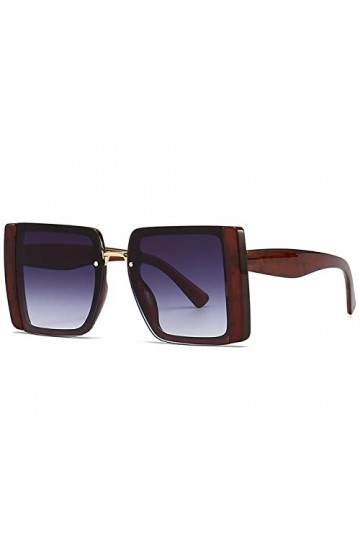 Lunettes de soleil carrées surdimensionnées Femmes Vintage Shades Hommes Lunettes de soleil UV400 Lunettes, marron, taille un