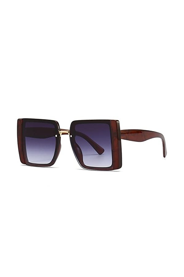 Lunettes de soleil carrées surdimensionnées Femmes Vintage Shades Hommes Lunettes de soleil UV400 Lunettes, marron, taille un