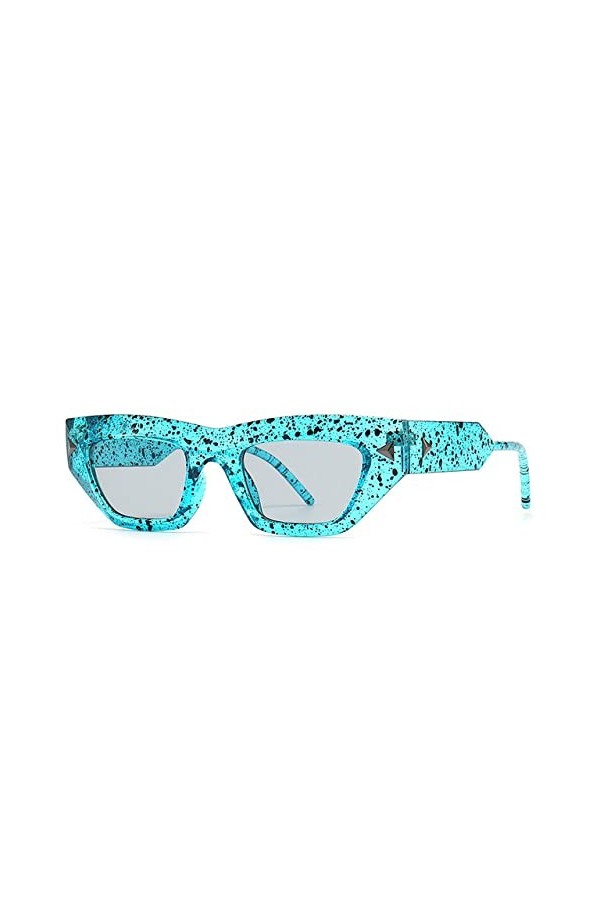 HPIRME Lunettes de soleil yeux de chat femmes Vintage carré nuances tacheté cadre lunettes de soleil UV400 lunettes, bleu, ta