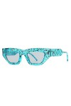 HPIRME Lunettes de soleil yeux de chat femmes Vintage carré nuances tacheté cadre lunettes de soleil UV400 lunettes, bleu, ta