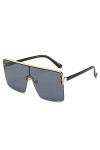 HPIRME Lunettes de soleil dégradées surdimensionnées pour femmes One Piece Flat Top Square Lunettes de soleil Vintage Female 