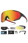X-TIGER Lunettes de Cyclisme Lunettes de Sport Polarisées avec 3 ou 5 Verres Interchangeables Protection UV400 Lunettes de So