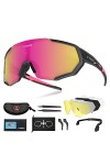 X-TIGER Lunettes de Cyclisme Lunettes de Sport Polarisées avec 3 ou 5 Verres Interchangeables Protection UV400 Lunettes de So