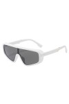 Vintage Punk Square Lunettes de soleil Hommes Femmes One Piece Lunettes de soleil Femmes Retro Shades Lunettes, Blanc, Noir, 