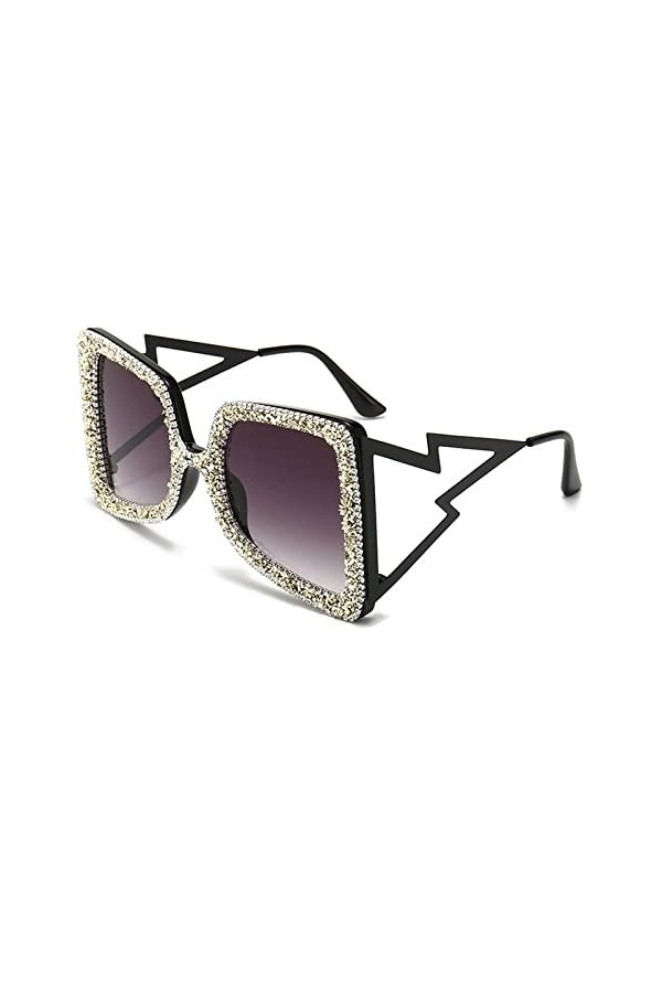 TIYETA Cadre Carré Surdimensionné Coloré Strass Diamant Lunettes De Soleil Rétro Femmes UV400 Bling Lunettes De Soleil De Fêt