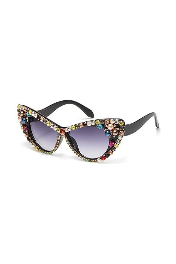 TIYETA À La Mode Cat Eye Diamant Lunettes De Soleil Femmes Strass Colorés Lunettes De Soleil UV400 Bling Party Lunettes De So