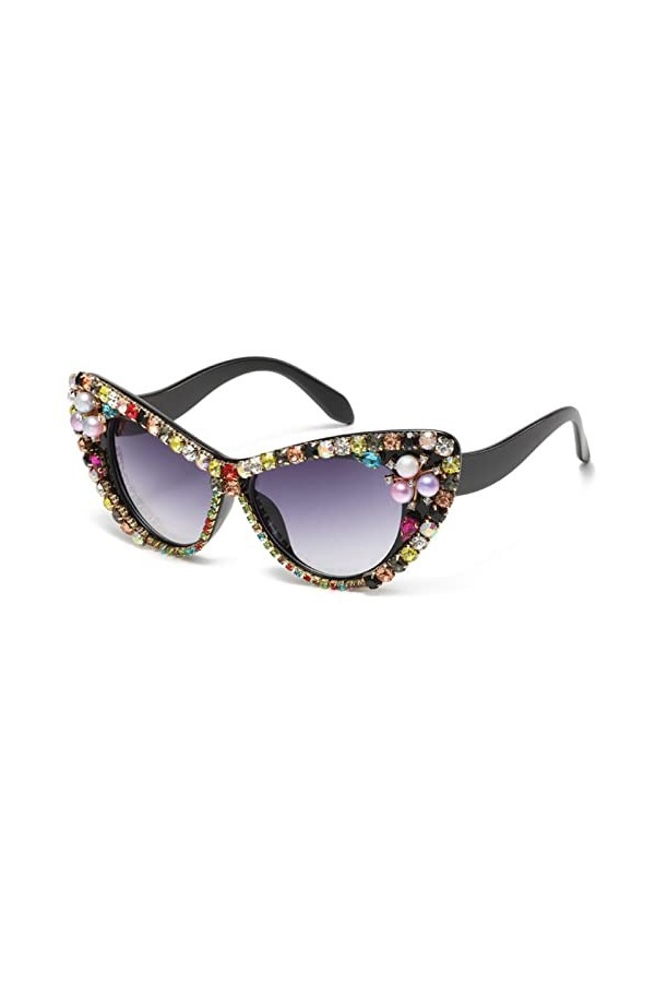 TIYETA À La Mode Cat Eye Diamant Lunettes De Soleil Femmes Strass Colorés Lunettes De Soleil UV400 Bling Party Lunettes De So