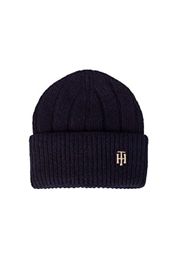 TOMMY HILFIGER - Womens ribbed monogram beanie - Size One size