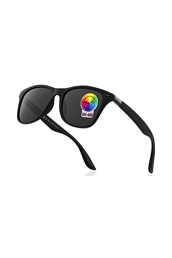 RivaSol Lunettes de soleil polarisées pour homme et femme - Protection UV400 - Noir, Noir