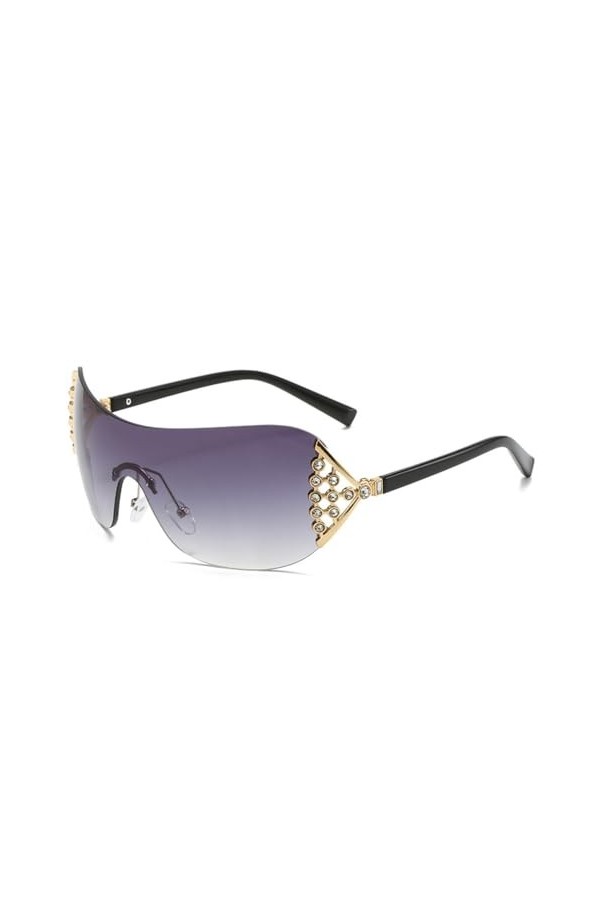 HPIRME Lunettes de soleil surdimensionnées pour femmes, montures de lunettes sans monture en diamant, C2, taille unique