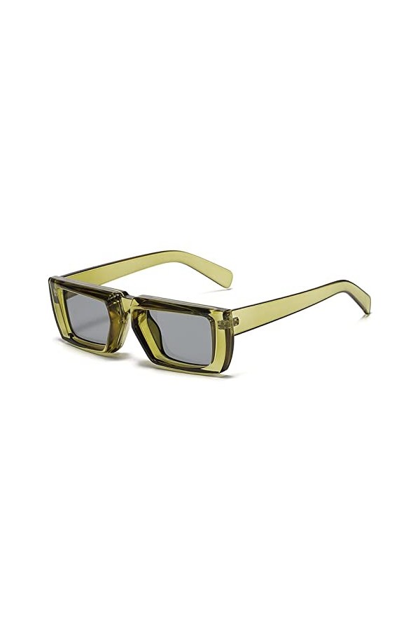 Lunettes de soleil rectangulaires vintage pour femmes Punk à petite monture Lunettes de soleil tendance pour hommes Lunettes 